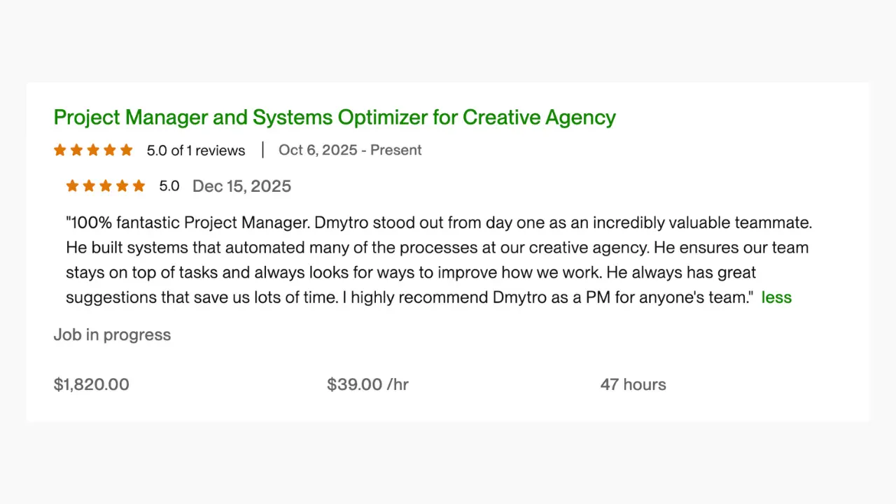 Feedback from content agency client