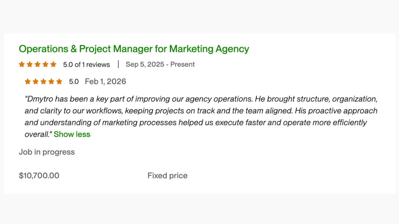 Feedback from marketing agency client